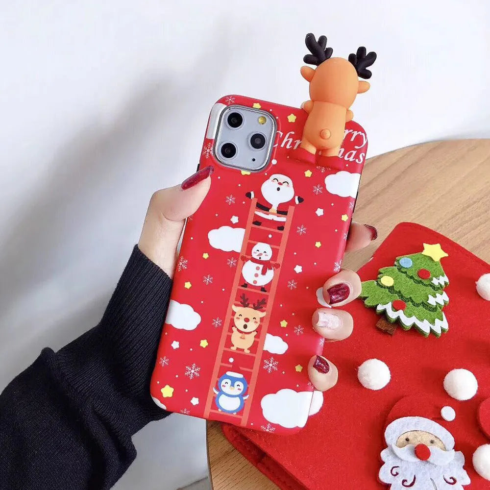 Christmas themed silicone phone case for iPhone with holiday designs