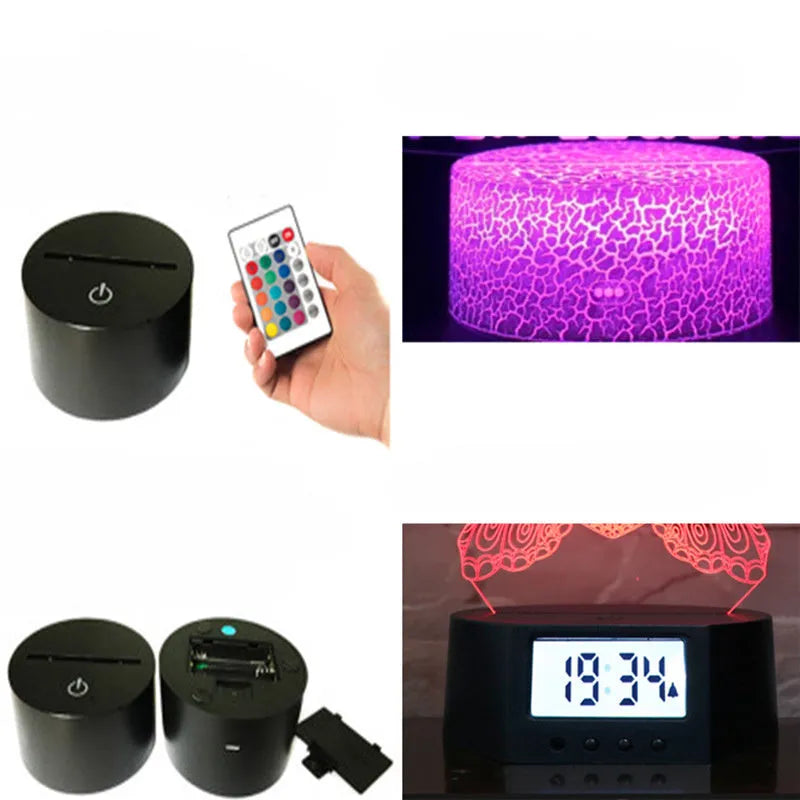 Small 3D shark-shaped LED table lamp with colourful lighting on a black ABS base.