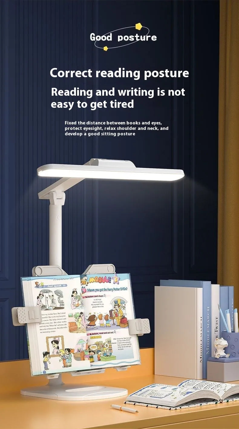 Adjustable reading table lamp with three colour temperature settings and battery operation