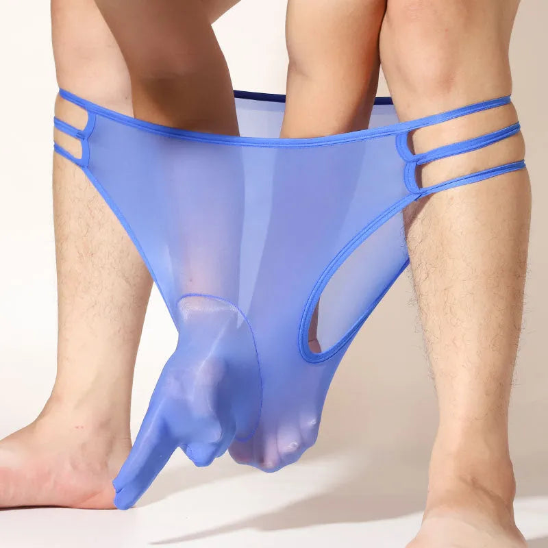 Men's transparent elephant nose nylon shorts in multiple colours on a mid waist.