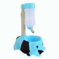 Pink adjustable height pet drinking bowl on a rod-lifting stand