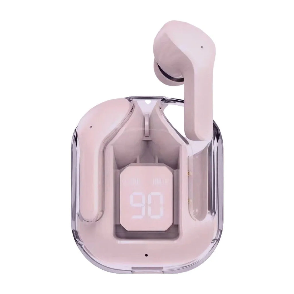 Transparent space capsule case true wireless Bluetooth headset with digital display screen