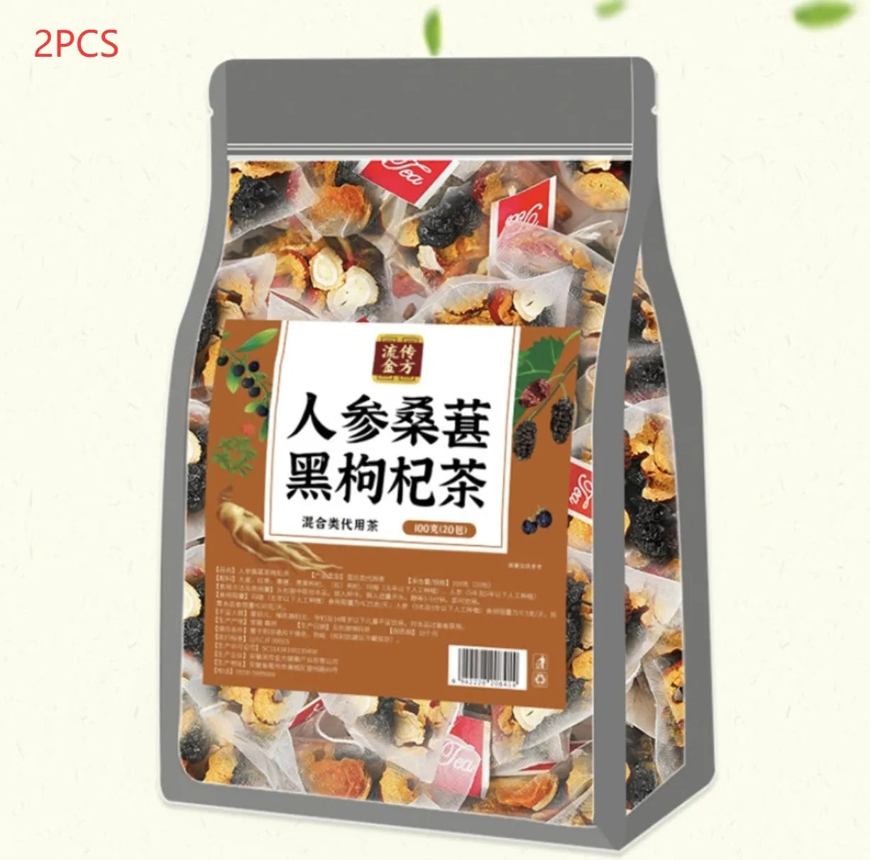Ginseng Black Wolfberry Tea 40 individual sachets herbal supplement