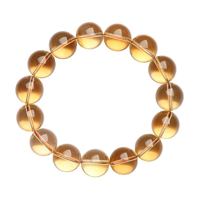 Natural citrine scattered beads ball bracelet showing polished yellow gemstone balls on a string, with colour grade and size options.