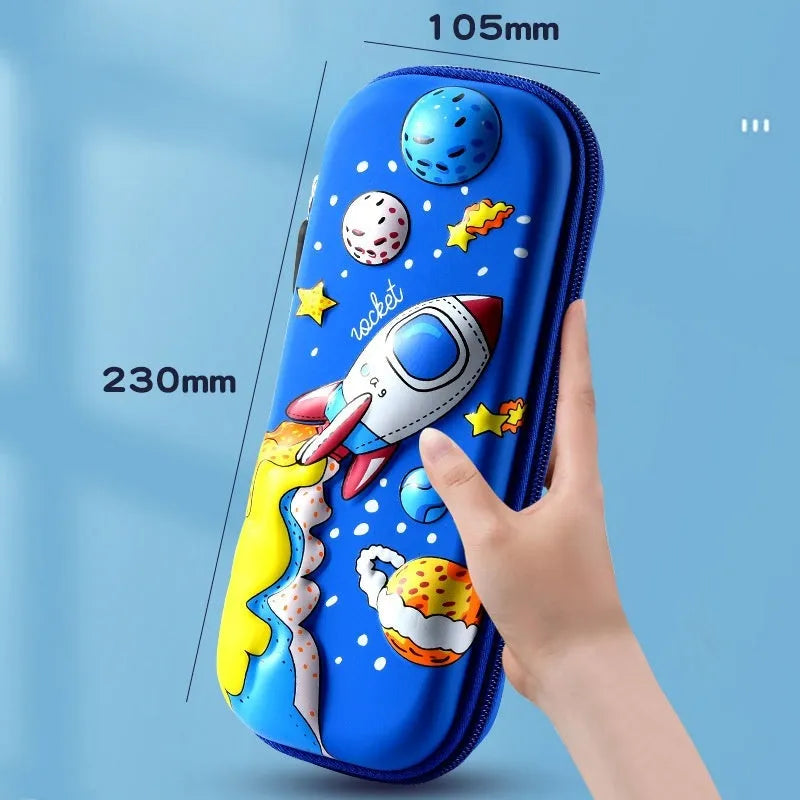 3D leather pencil case with sculpted spaceship design in multiple colour options