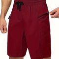 Men's solid colour quick-drying beach shorts in straight leg cut on size chart