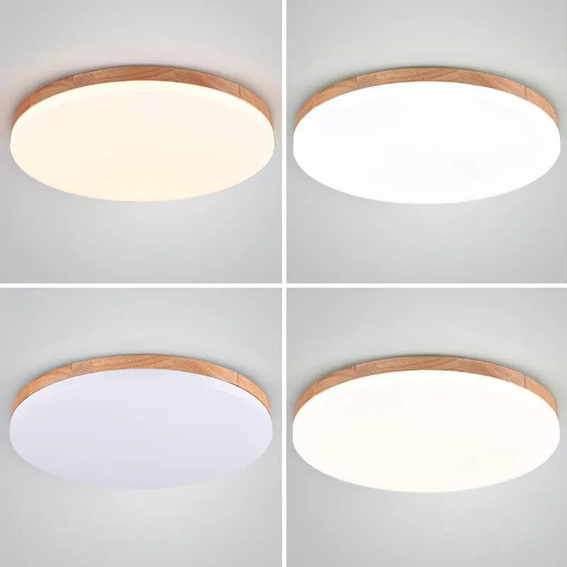 Japanese minimalist wooden and acrylic LED ceiling lamp in three size options