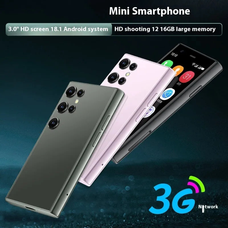 S23PRO XS15 mini Android smartphone in black, green or pink purple with 30cm screen and straight plate design