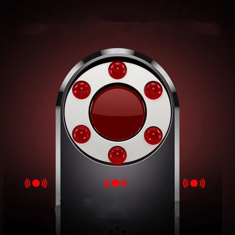 Compact black portable infrared anti-monitoring detector with USB port, dimensions 91mm by 37mm.