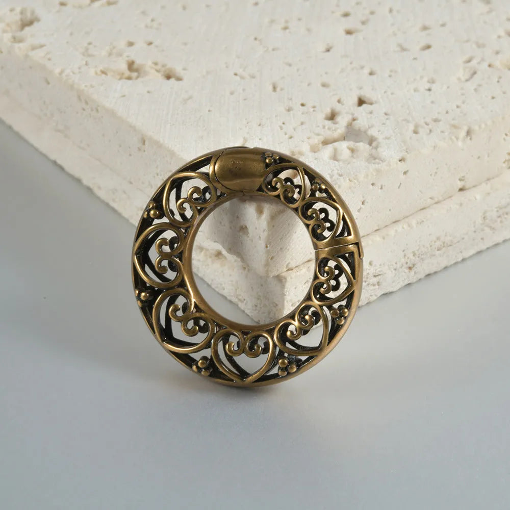 Retro magnetic earrings with hollow heart or lotus shapes in antique silver or ancient gold stainless steel