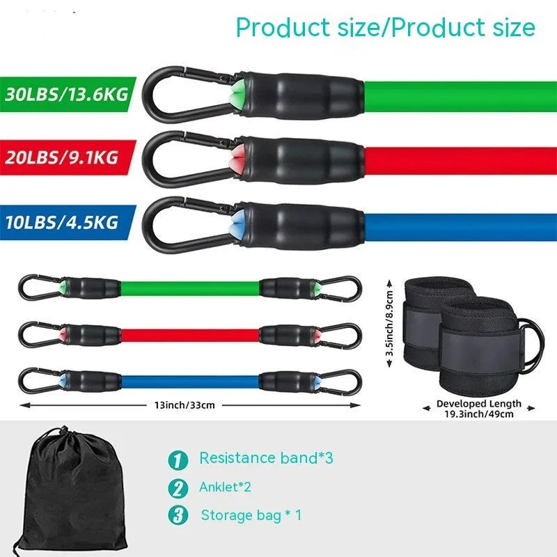 TPE resistance bands with ankle buckle attachment for hip and leg exercises