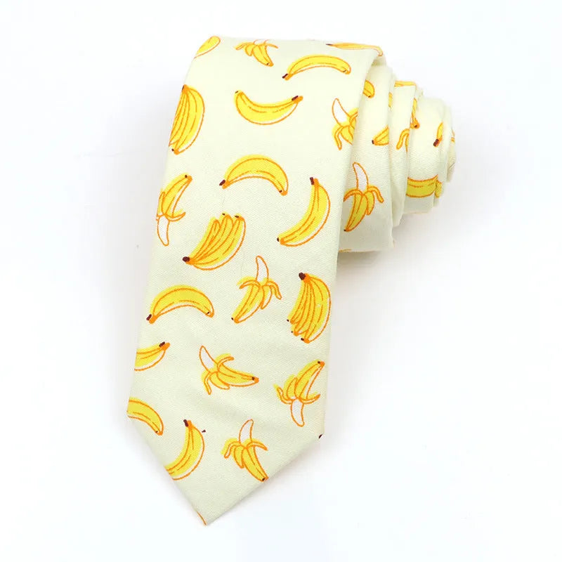 Narrow cotton bow tie with cartoon print pattern in assorted colour codes for men casual wear