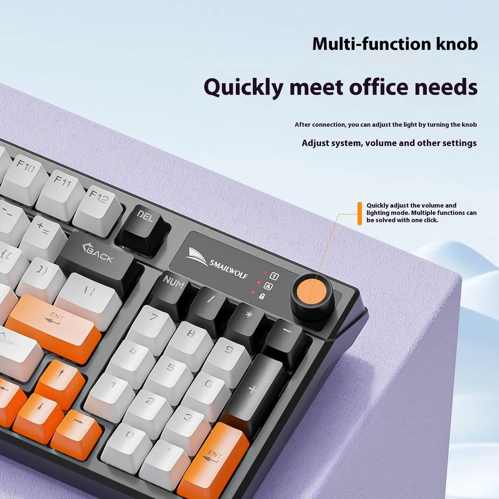 SK15 wired mechanical keyboard with control knob in TKL layout for gaming laptops