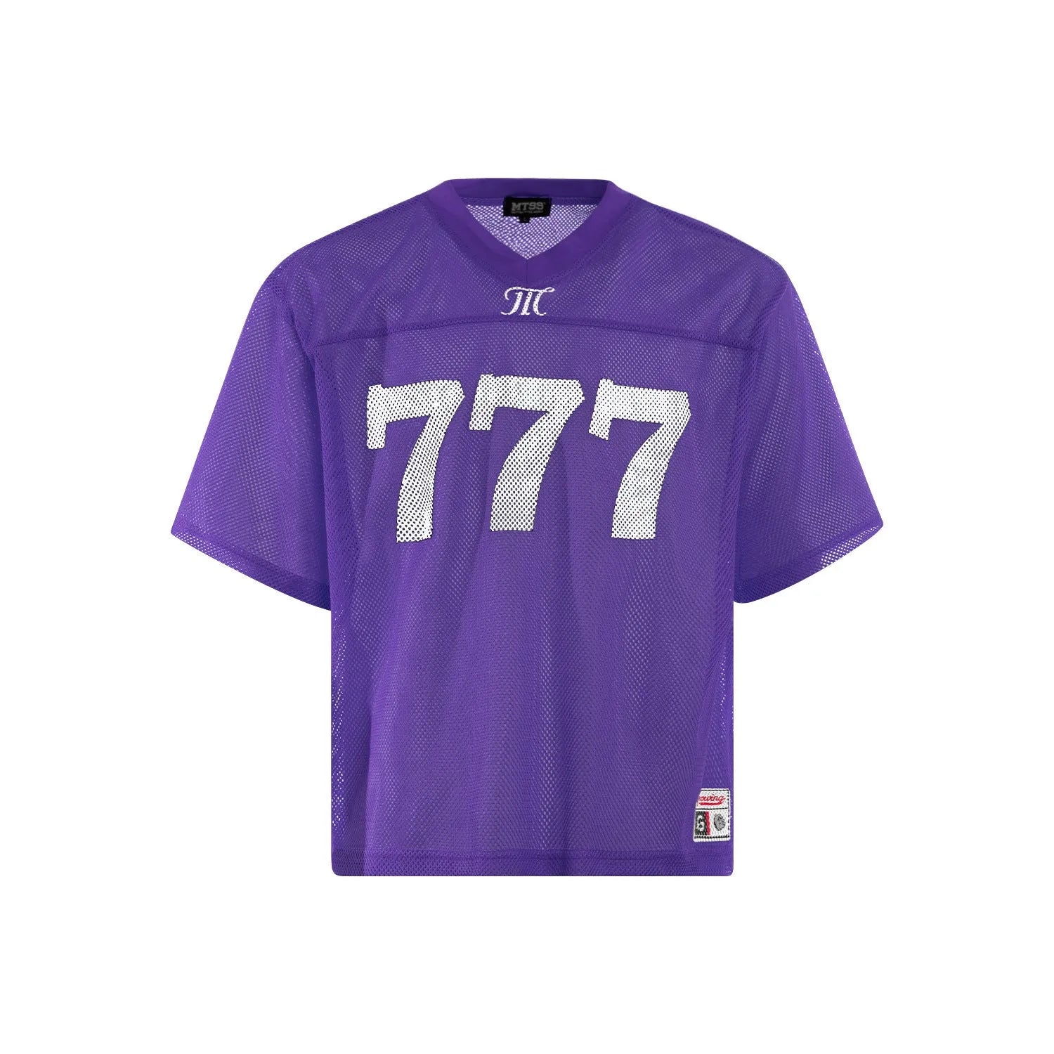 Loose fit summer T-shirt in black, white, purple, and orange colours