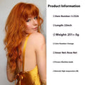 Women's big wavy bangs synthetic wig in orange high temperature fibre natural style