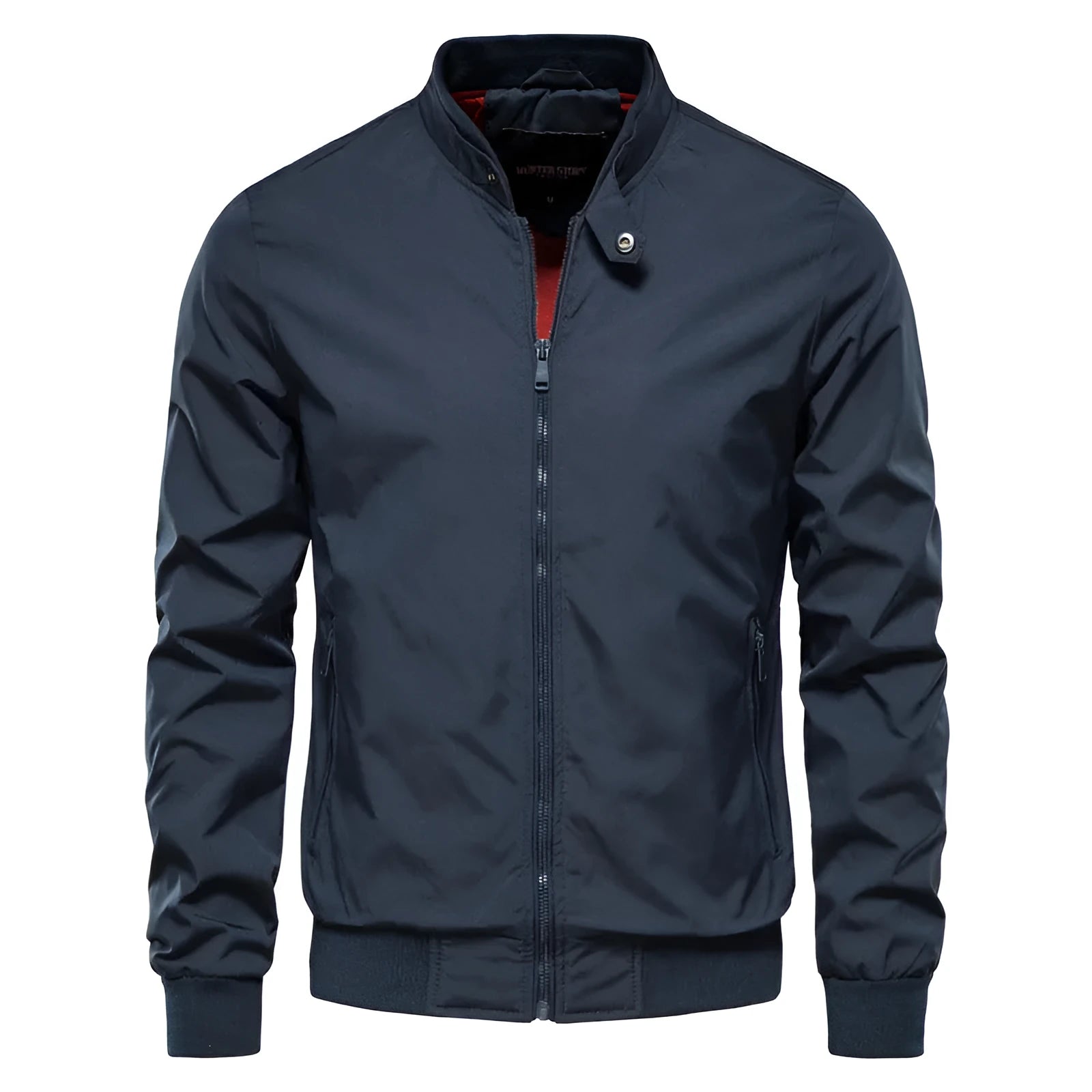 Men's thin casual jacket in polyester fibre showing dark blue, black and army green colour options