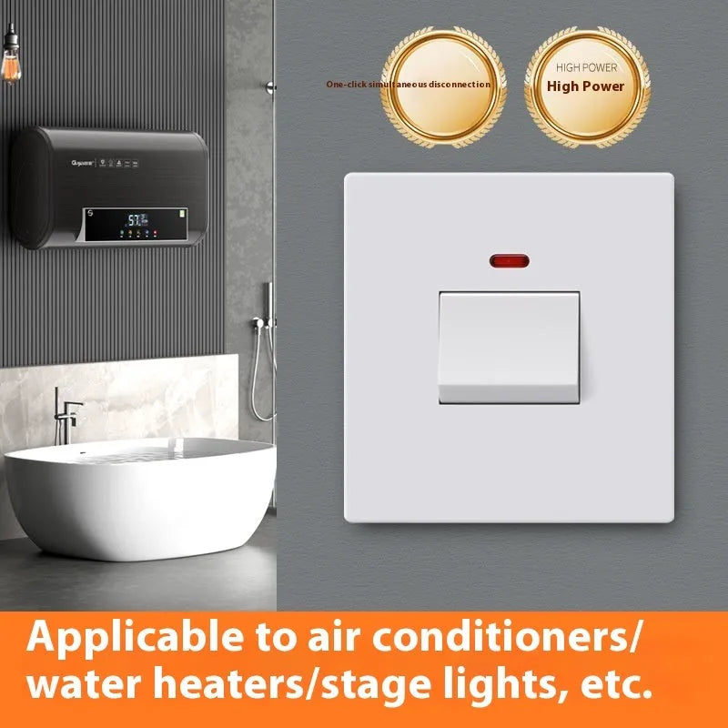 Curved rack wall switch with light panel indicator for water heater and air conditioner control