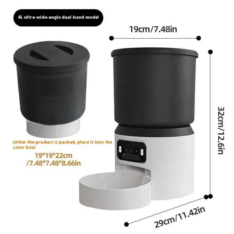 4L smart pet feeder with optional video camera and stainless steel bowl