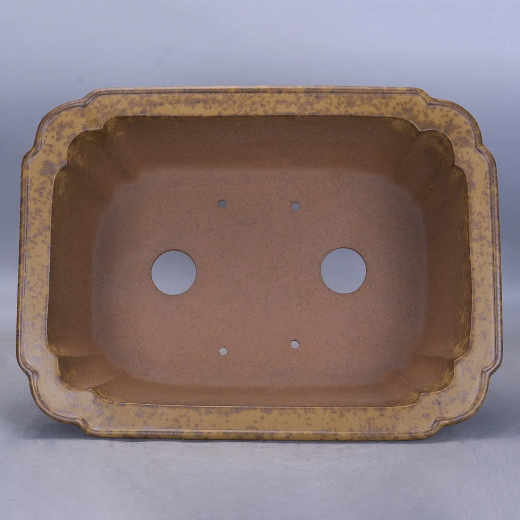 Purple sand ceramic rectangular flowerpot with double pumping angle design for floor placement