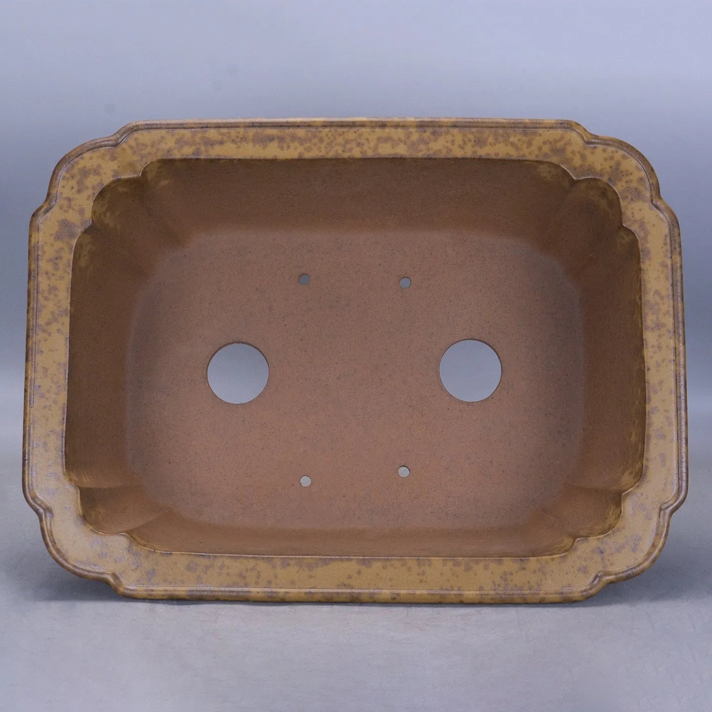 Purple sand ceramic rectangular flowerpot with double pumping angle design for floor placement