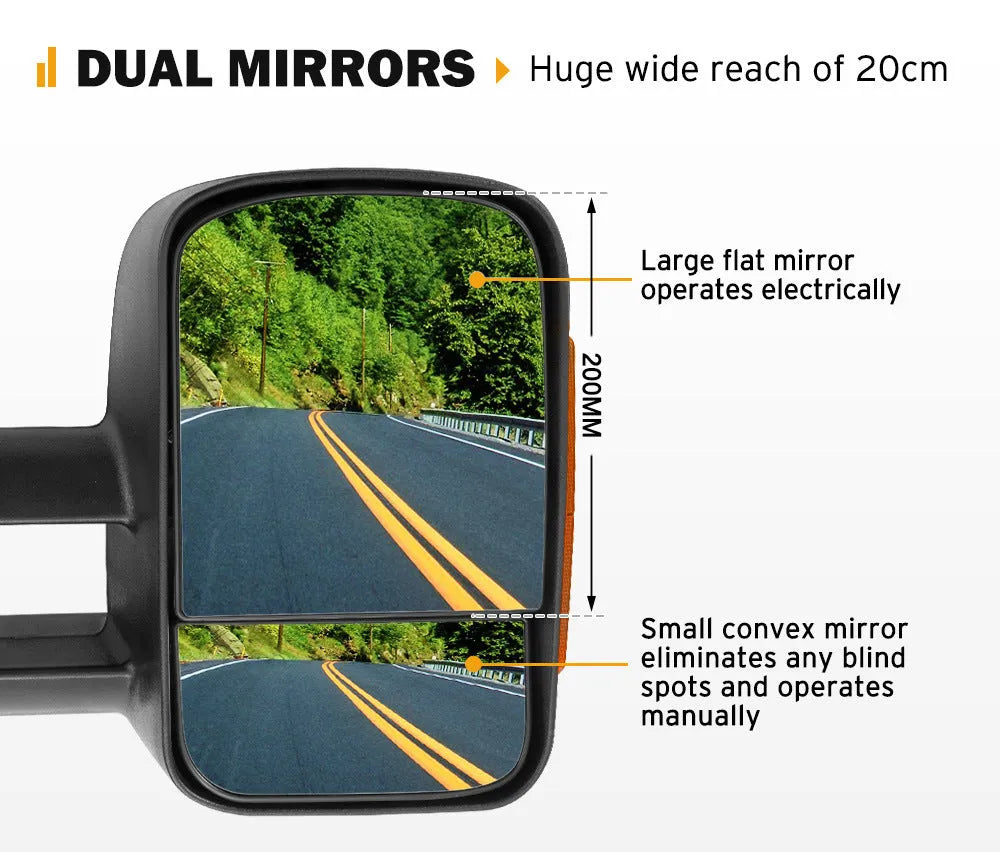 Black electric exterior rear view mirror for Nissan Navara D23 NP300 with integrated indicator light