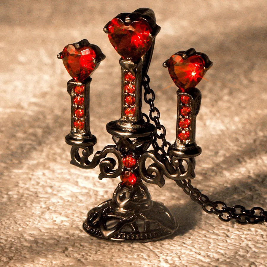 Women's zinc alloy clavicle chain necklace with a hollow candlestick pendant and cross chain in a retro colour.