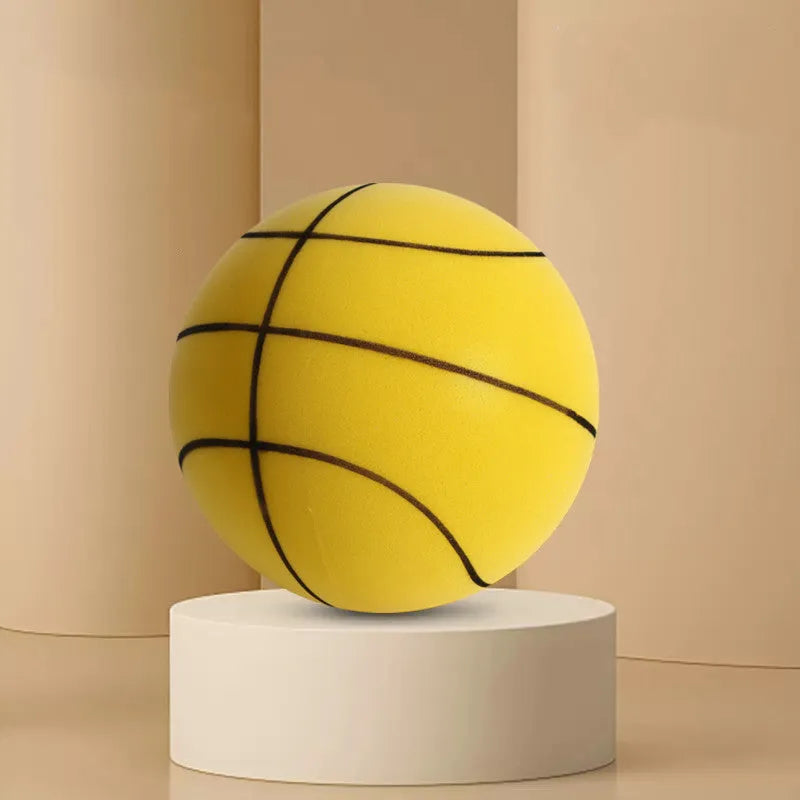 Silent high density foam sports ball in bright assorted colours for indoor basketball training