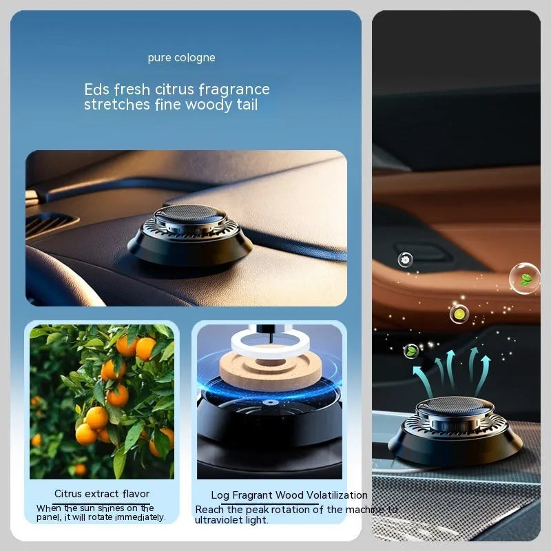 Solar-powered car electromagnetic de-icing and aromatherapy device in Black Gulong colour, 84mm plastic design