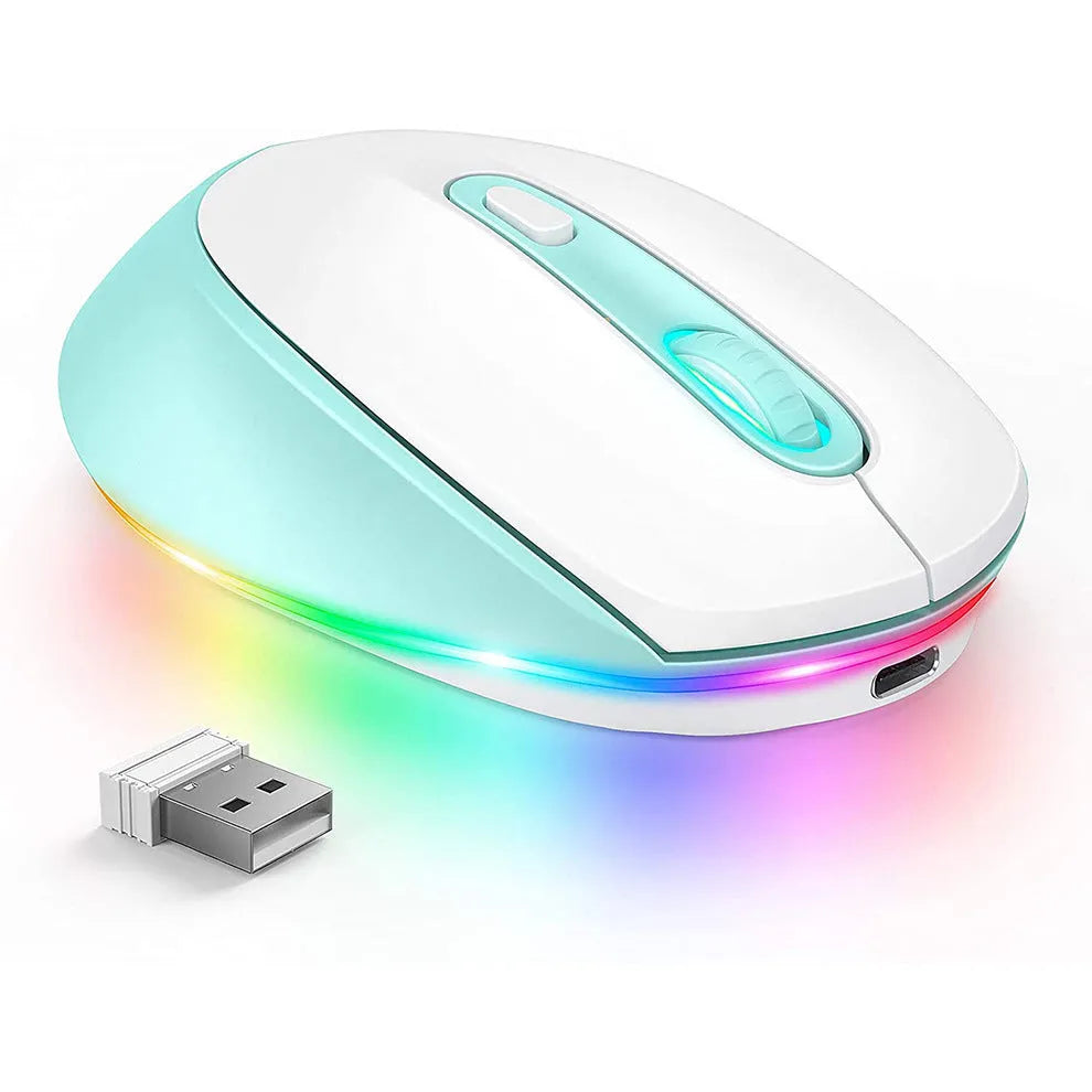 24g wireless rechargeable mouse in assorted colours with USB charging cable