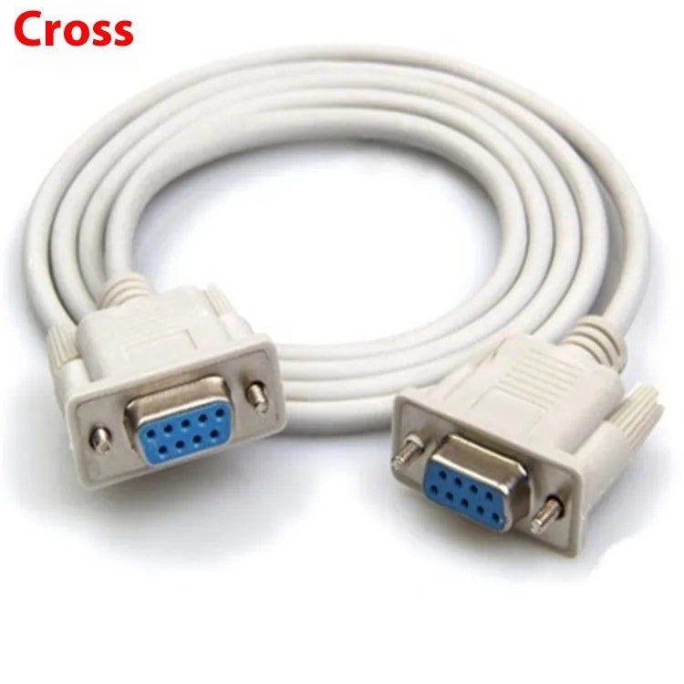 Female to female RS232 serial cable with DB9 connectors and 1.5m milky white cable