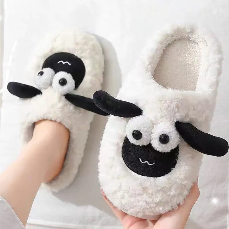 Lamb thermal cotton slip-on slippers in suede upper with sewn PVC sole