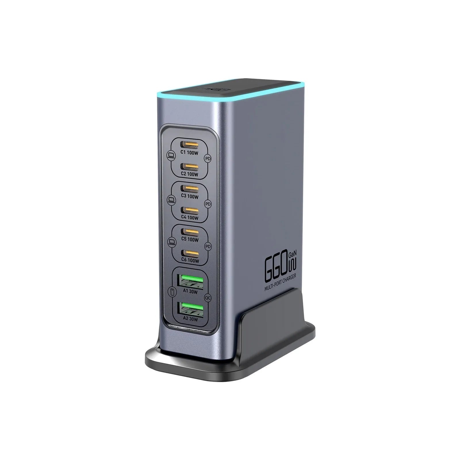 660W Gallium Nitride desktop fast charger with multiple ports for phones and tablets