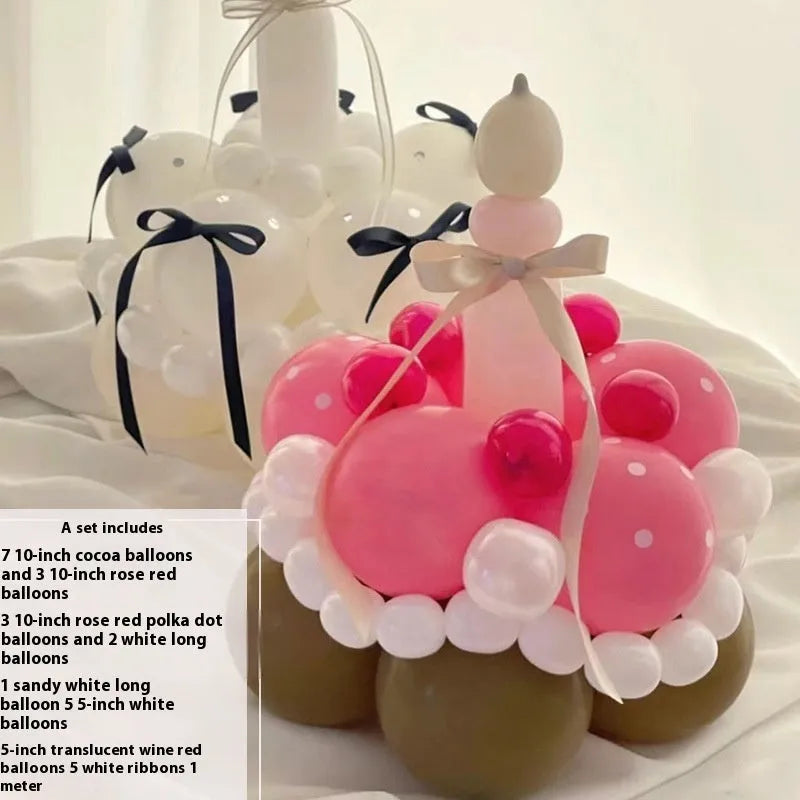 Finished balloon bouquet cake decoration kit with round balloons for DIY party centrepieces