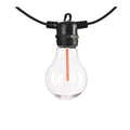 Waterproof outdoor string lights with 10 transparent meteor bulbs on 5 metre cable