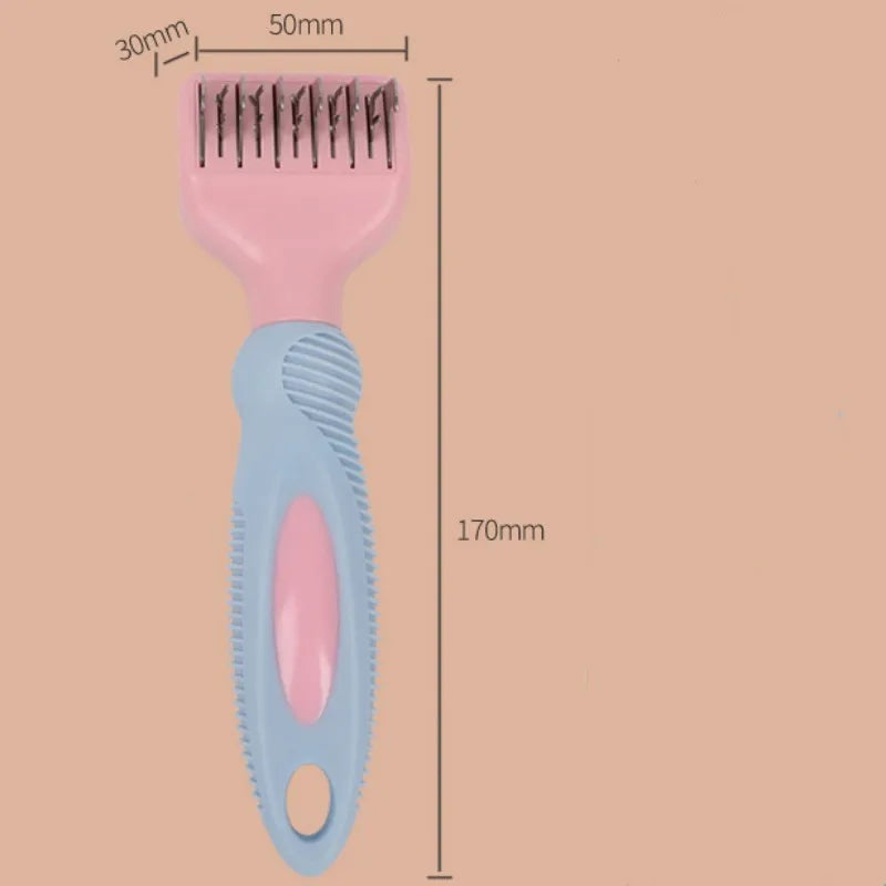 Stainless steel knot knife pet grooming comb for dogs and cats in pink colour