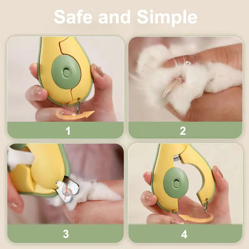 LED pet nail clipper for small dogs and cats with replacement blade in green colour