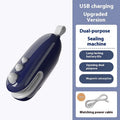Household mini sealing machine in ivory white with automatic electric thermal capper on surface