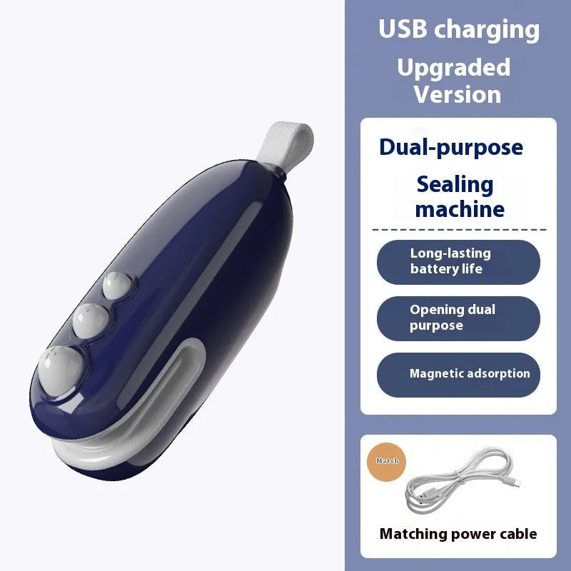 Household mini sealing machine in ivory white with automatic electric thermal capper on surface