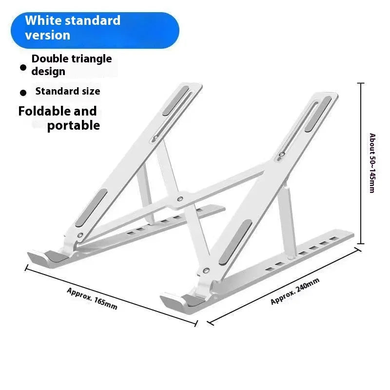 Aluminium laptop stand in silver finish supporting a laptop with improved airflow space