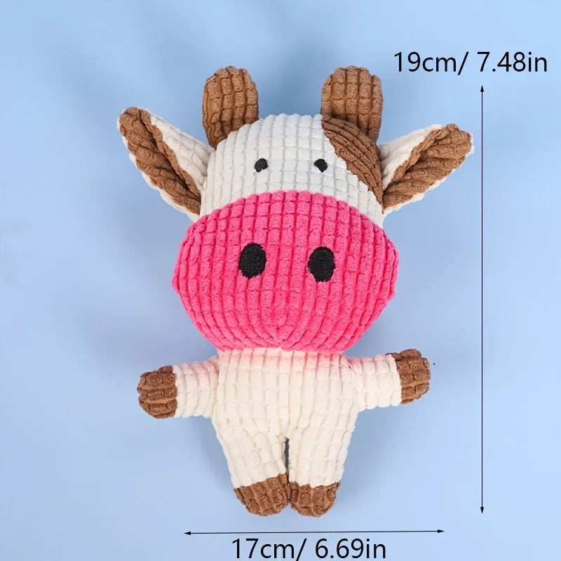 Animal shape plush dog chew toy with squeaker in bright colours