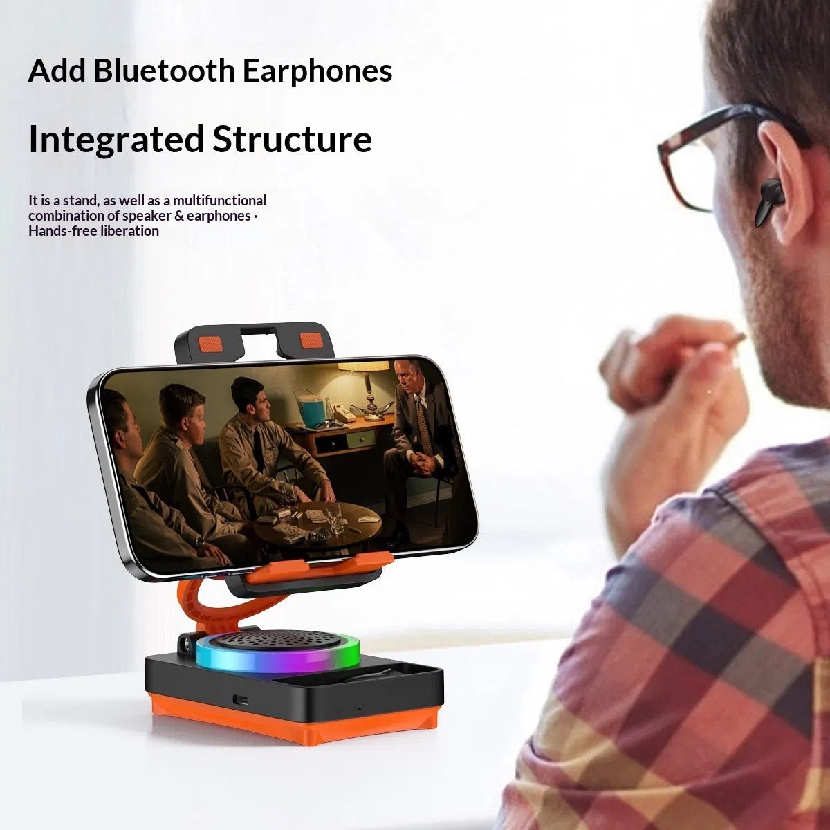TF27BOX multifunctional mobile phone holder with integrated speaker in black and white colour options