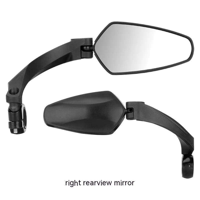 Black acrylic bicycle rearview mirror with rotatable adjustment mechanism