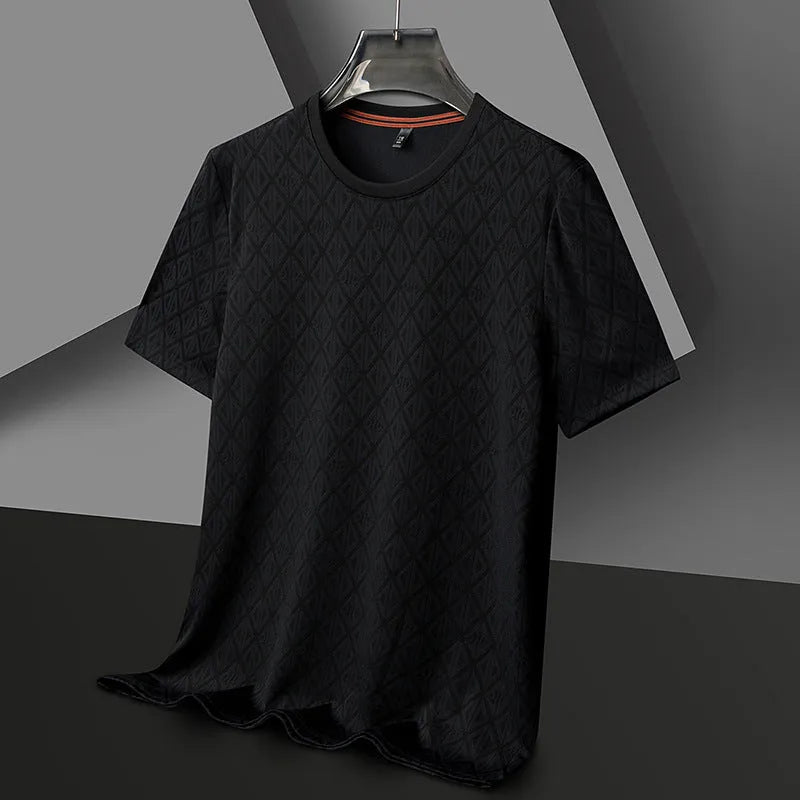 Men's round neck ice silk antibacterial casual t-shirt in loose fit with short sleeves