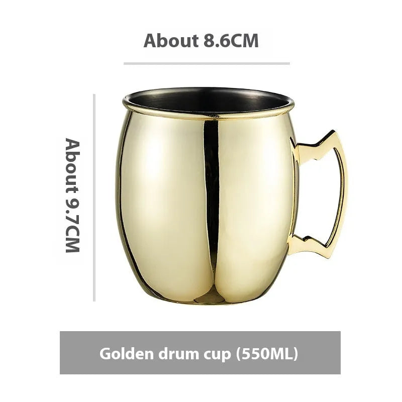Stainless steel Moscow Mule cocktail glass with copper plating in multiple colour options