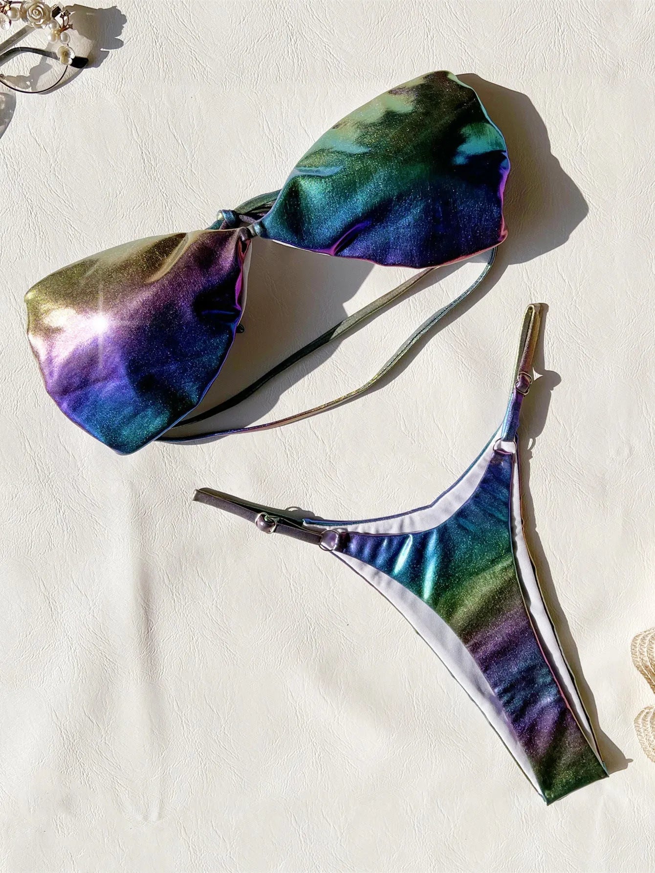 Women's gradient purple bikini swimsuit with two-piece design