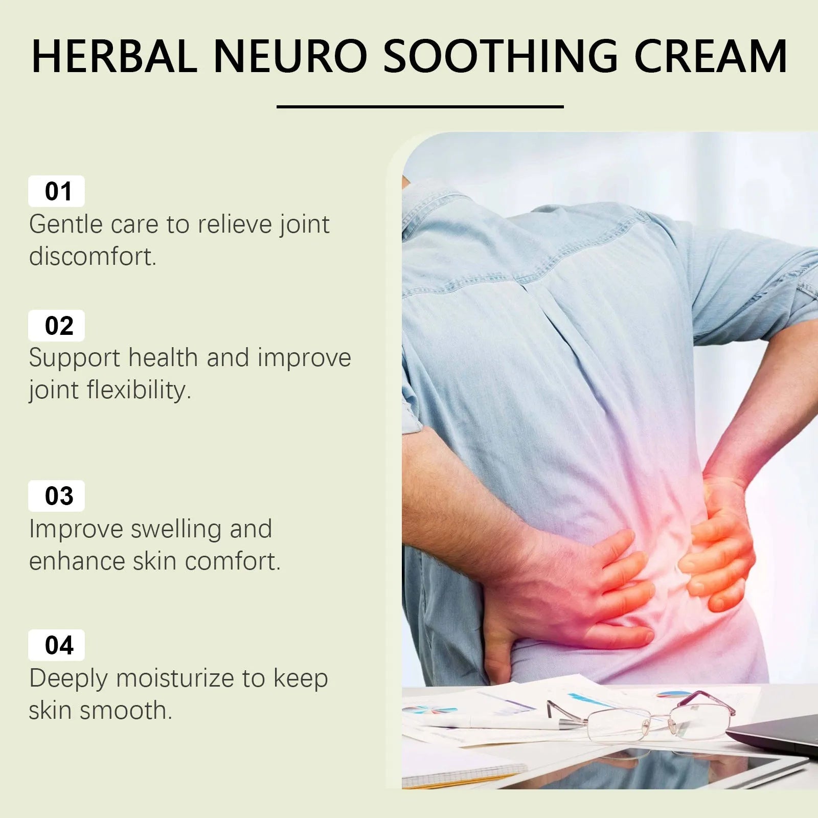 100g tube of body care cream with arnica, pepper, and mugwort root extracts.