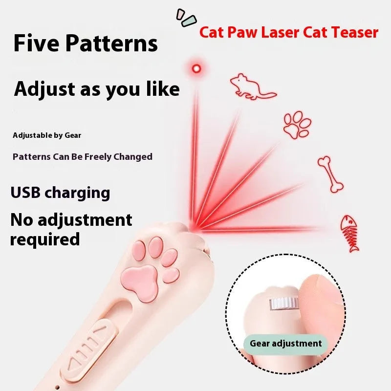 Cat teaser toy with LED light in pink, cream, or blue colour options