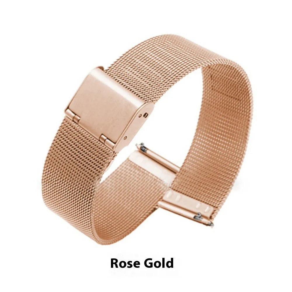 Silk-textured stainless steel watch band in multiple width sizes and metal colours