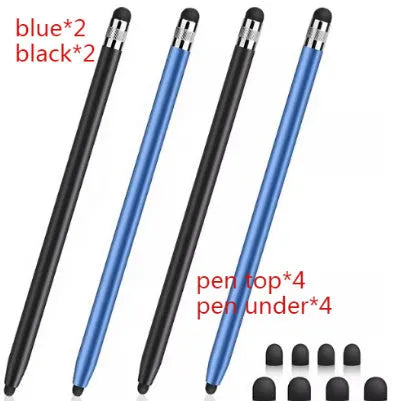 Metal two-in-one touch screen pen for tablets and smartphones in multiple colour options
