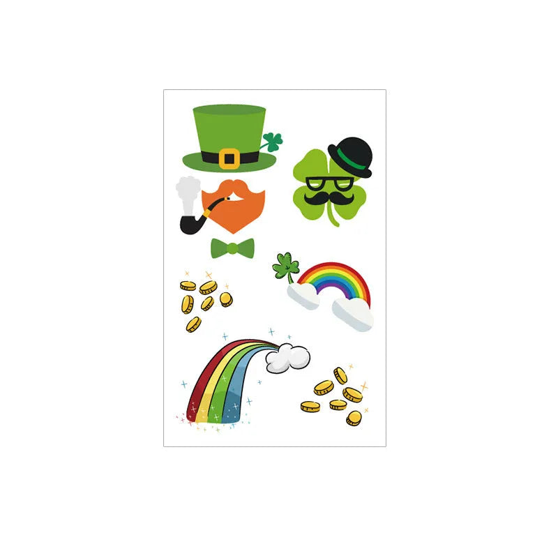 Irish festival clover tattoo sticker paper with water transfer printing, 120mm by 75mm